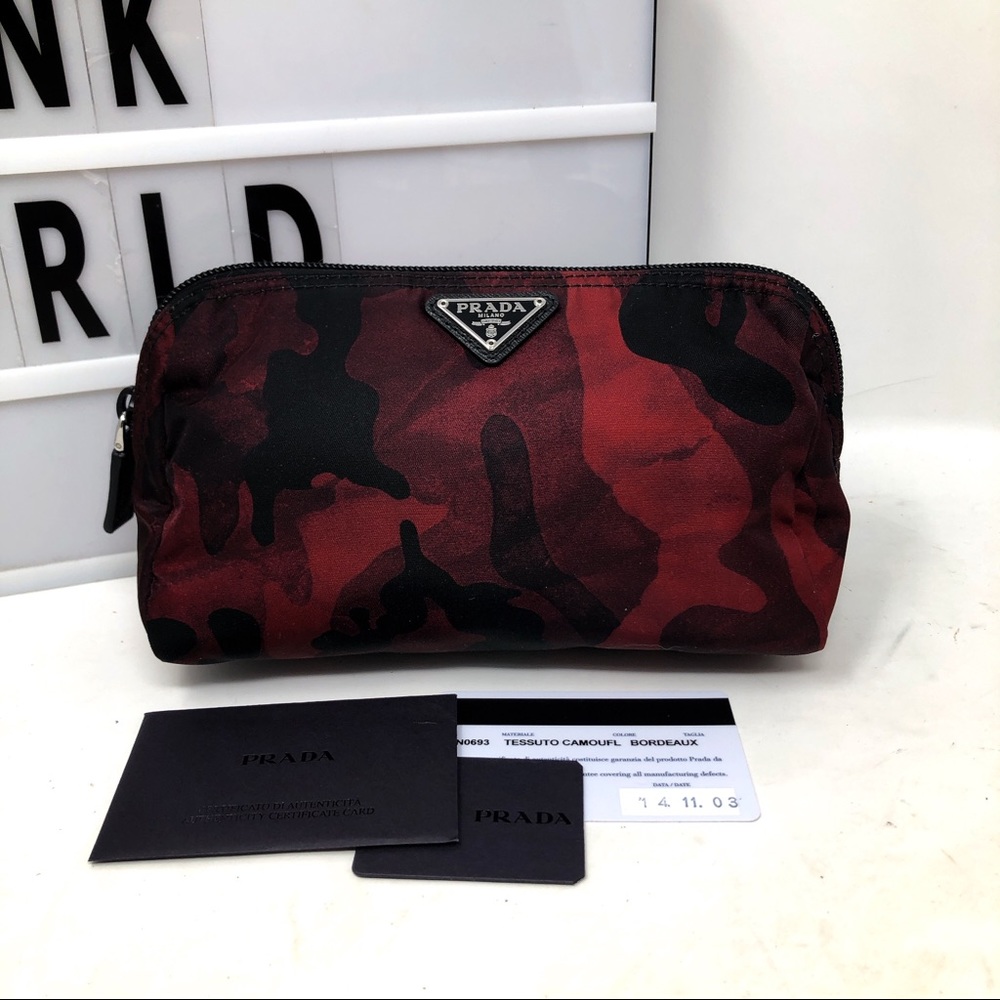 Sold Prada camouflage camo nylon makeup pouch bag